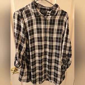 Lane Bryant Black and White Plaid Men's Shirt